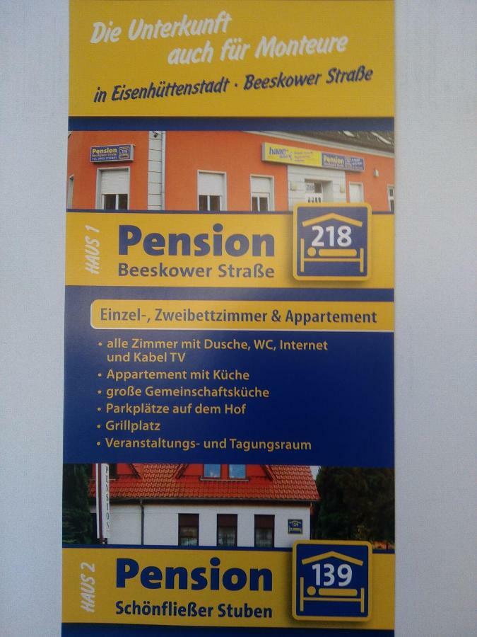 Zimmervermietung Schoenfliesser Stuben Auch Fuer Monteure Eisenhuettenstadt Exterior photo